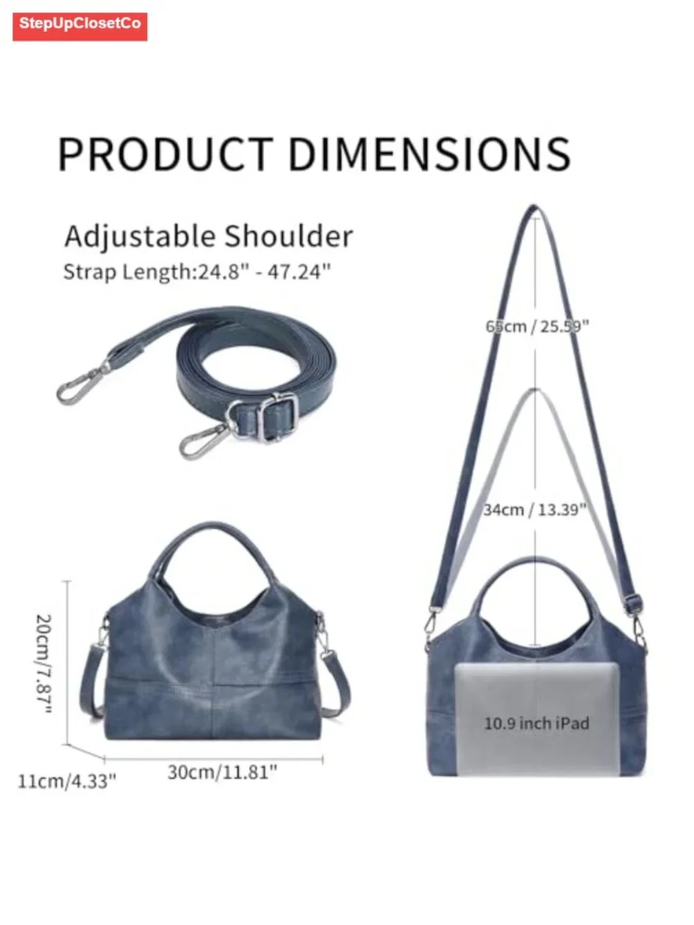 Women's Soft Faux Leather Hobo Handbag Crossbody Satchel Tote with Top Handle